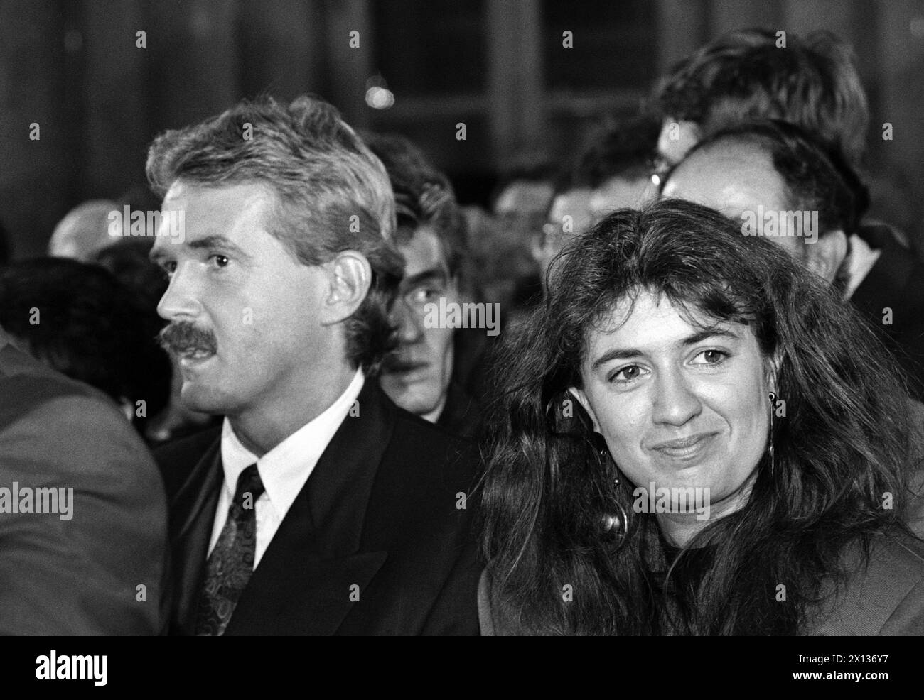 Parliamentary elections on October 7th 1990: Norbert Gugerbauer and Monika Langthaler in the central polling station in Vienna. - 19901007 PD0080 - Rechteinfo: Rights Managed (RM) Stock Photo