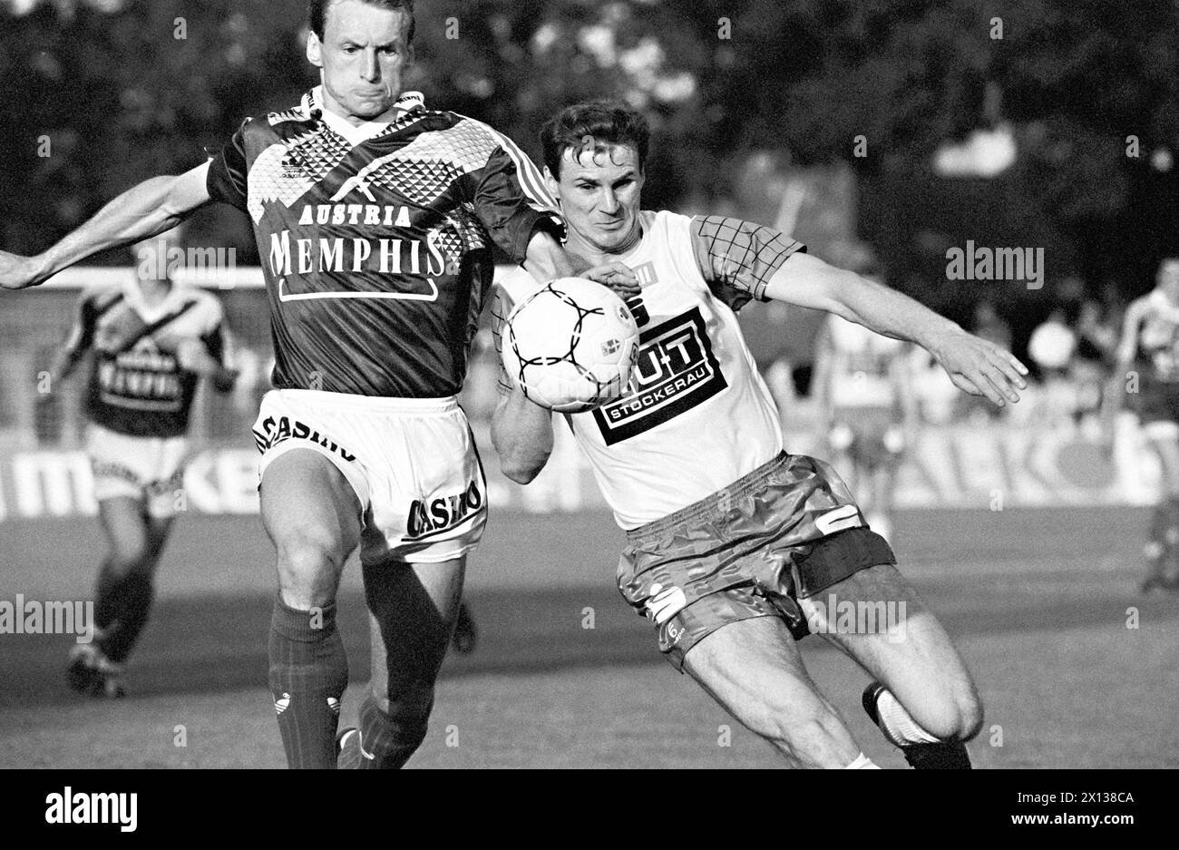 Match between Austria Vienna vs Stockerau in the context of the Supercup in Stockerau on July 20th 1991. Picture: Anton Pfeffer and Walicek (Stockerau). Austria won the match with 3:0. - 19910720 PD0008 - Rechteinfo: Rights Managed (RM) Stock Photo