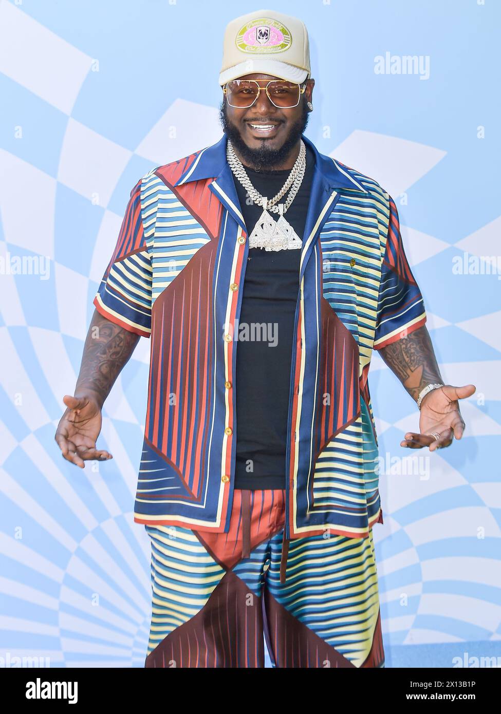 PALM SPRINGS, RIVERSIDE COUNTY, CALIFORNIA, USA - APRIL 13: T-Pain arrives at the 7th Annual REVOLVE Festival 2024 during the 2024 Coachella Valley Music And Arts Festival - Weekend 1 - Day 2 held at the Parker Palm Springs Hotel on April 13, 2024 in Palm Springs, Riverside County, California, United States. (Photo by Image Press Agency) Stock Photo