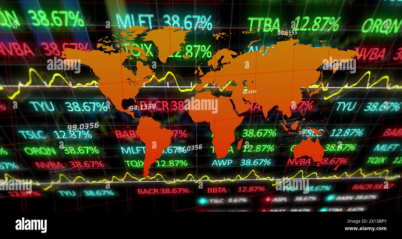 Image of data processing over world map Stock Photo