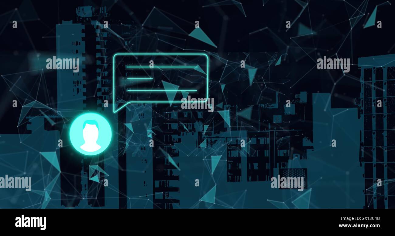 Image of social media icons and data processing Stock Photo