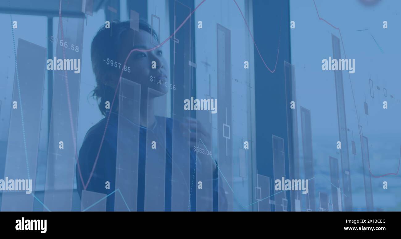Statistical data processing and lines statistical data processing over financial data processing Stock Photo