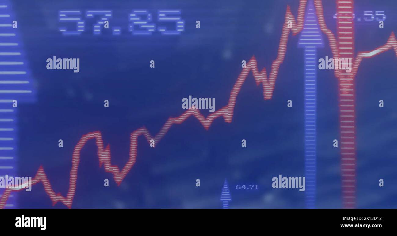 Image of arrows and financial data processing Stock Photo