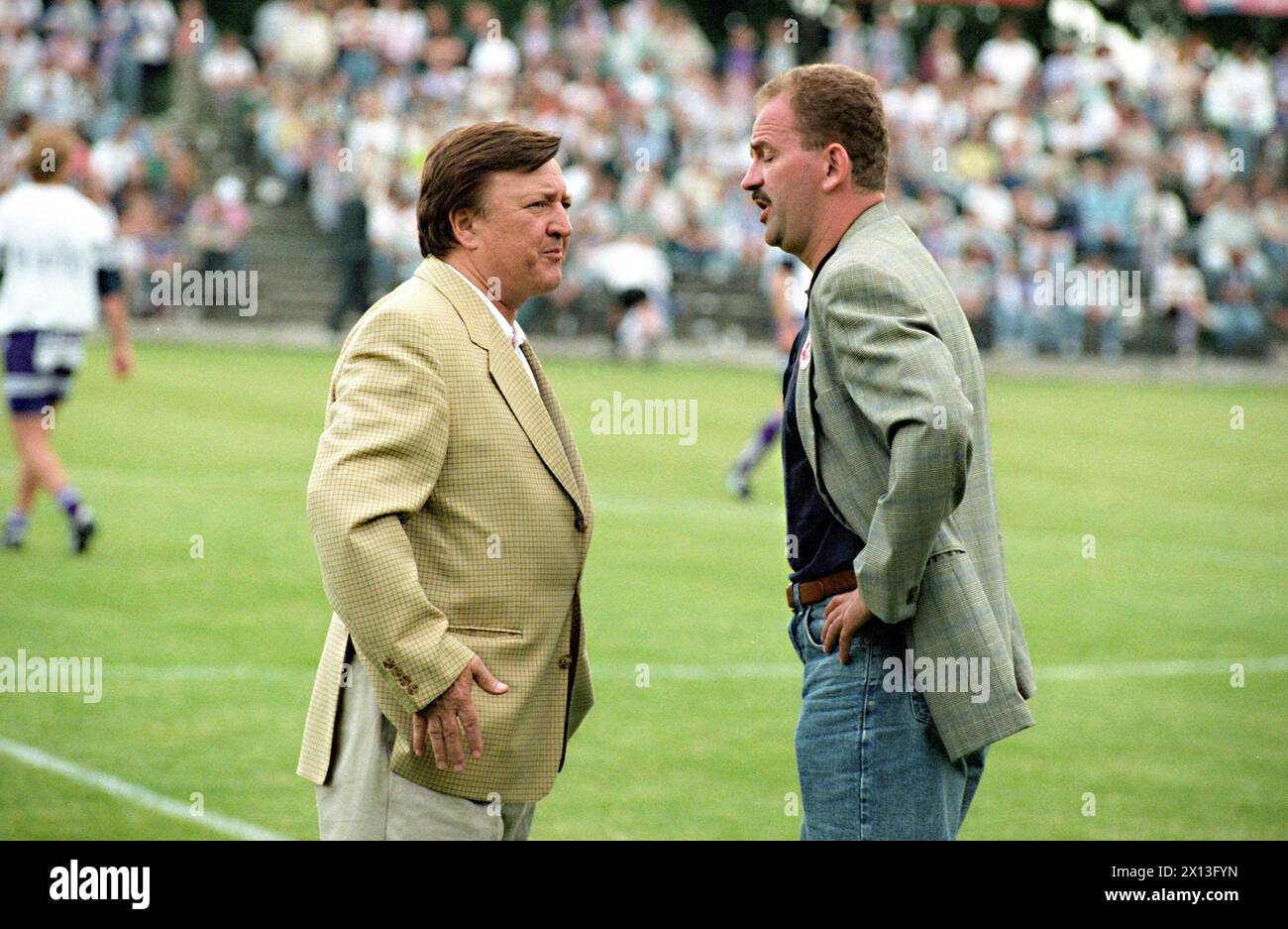 Vienna on June 4th 1995: Football match between Austria Wien and SV Salzburg in Vienna Horr Stadium. In the picture: The trainers Otto Baric (l., Salzburg) and Herbert Prohaska (r., Wien). - 19950604 PD0010 - Rechteinfo: Rights Managed (RM) Stock Photo
