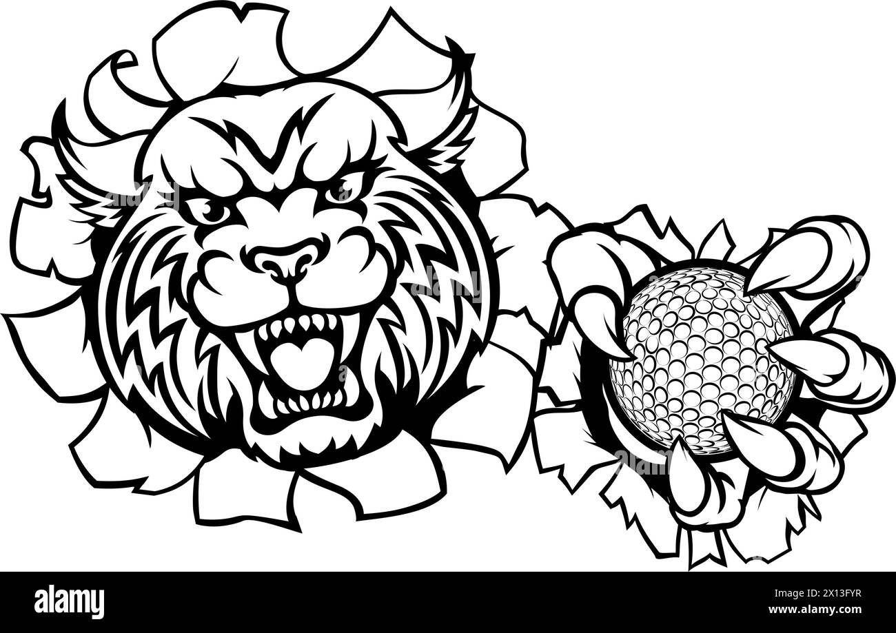 Wildcat Bobcat Cat Cougar Golf Ball Mascot Stock Vector Image & Art Alamy