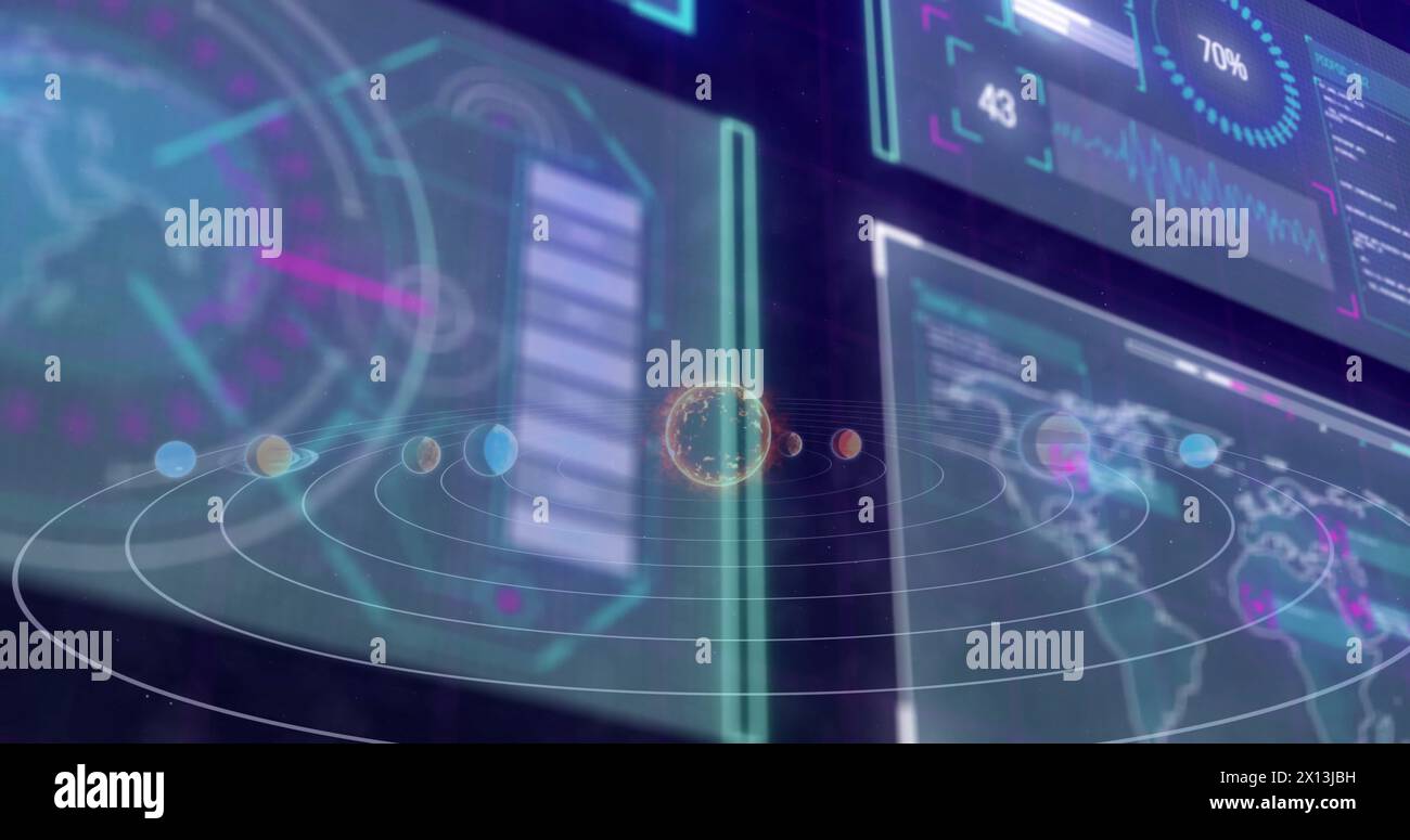 Image of computer data processing over screens Stock Photo - Alamy