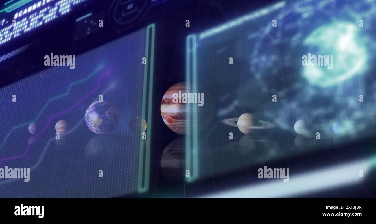 Image of computer data processing over screens Stock Photo - Alamy