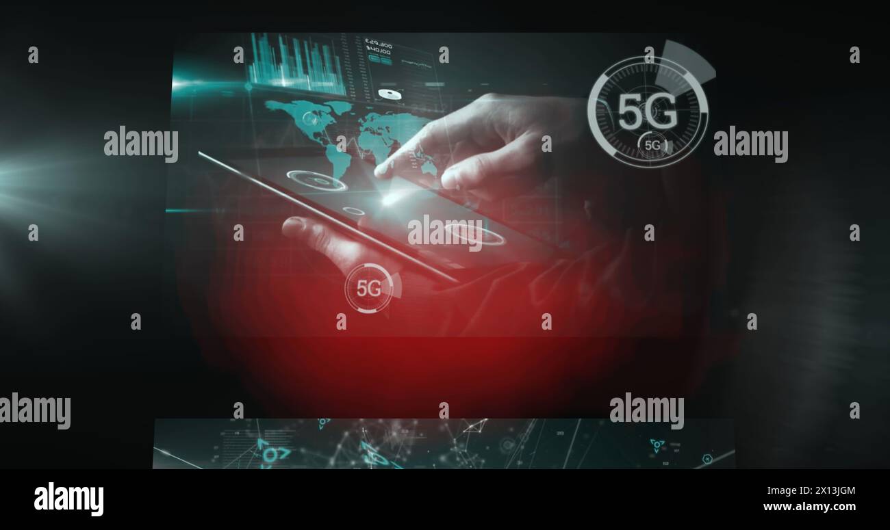 Image of data processing on screens Stock Photo