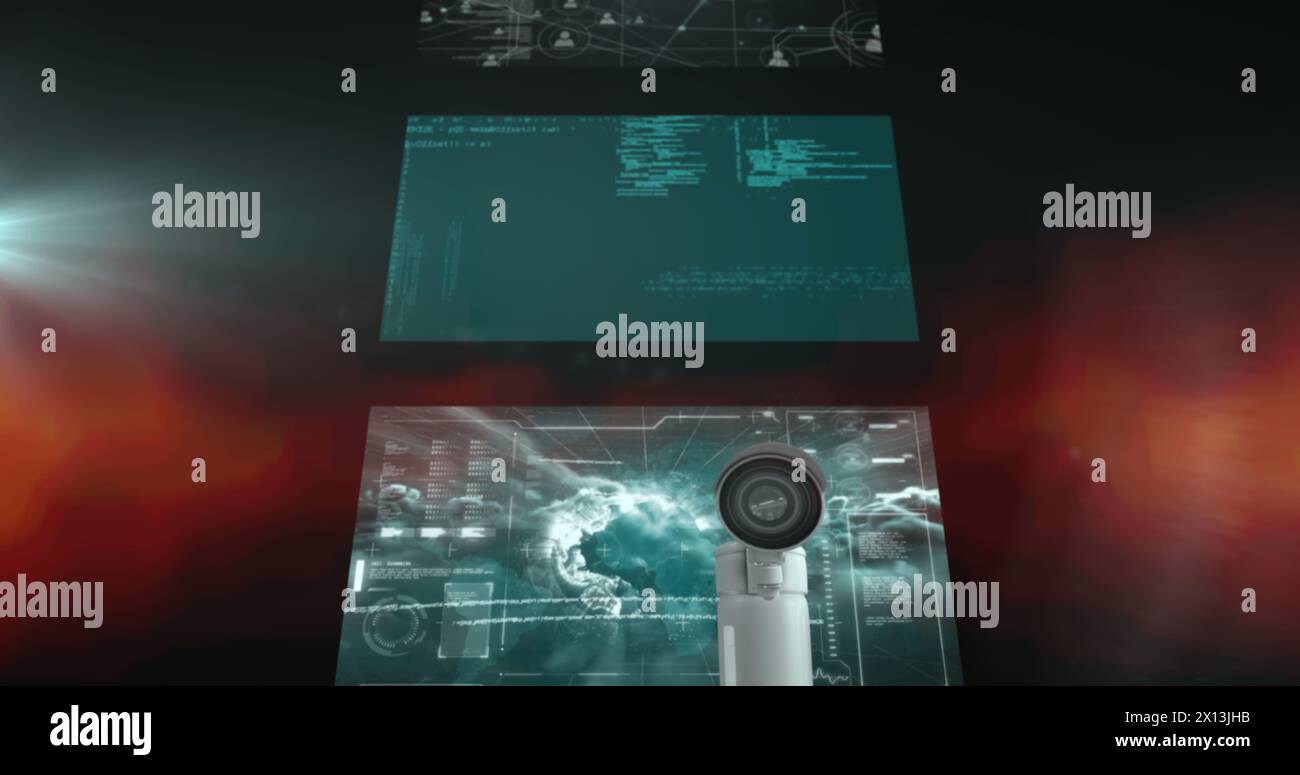 Image of data processing on screens Stock Photo