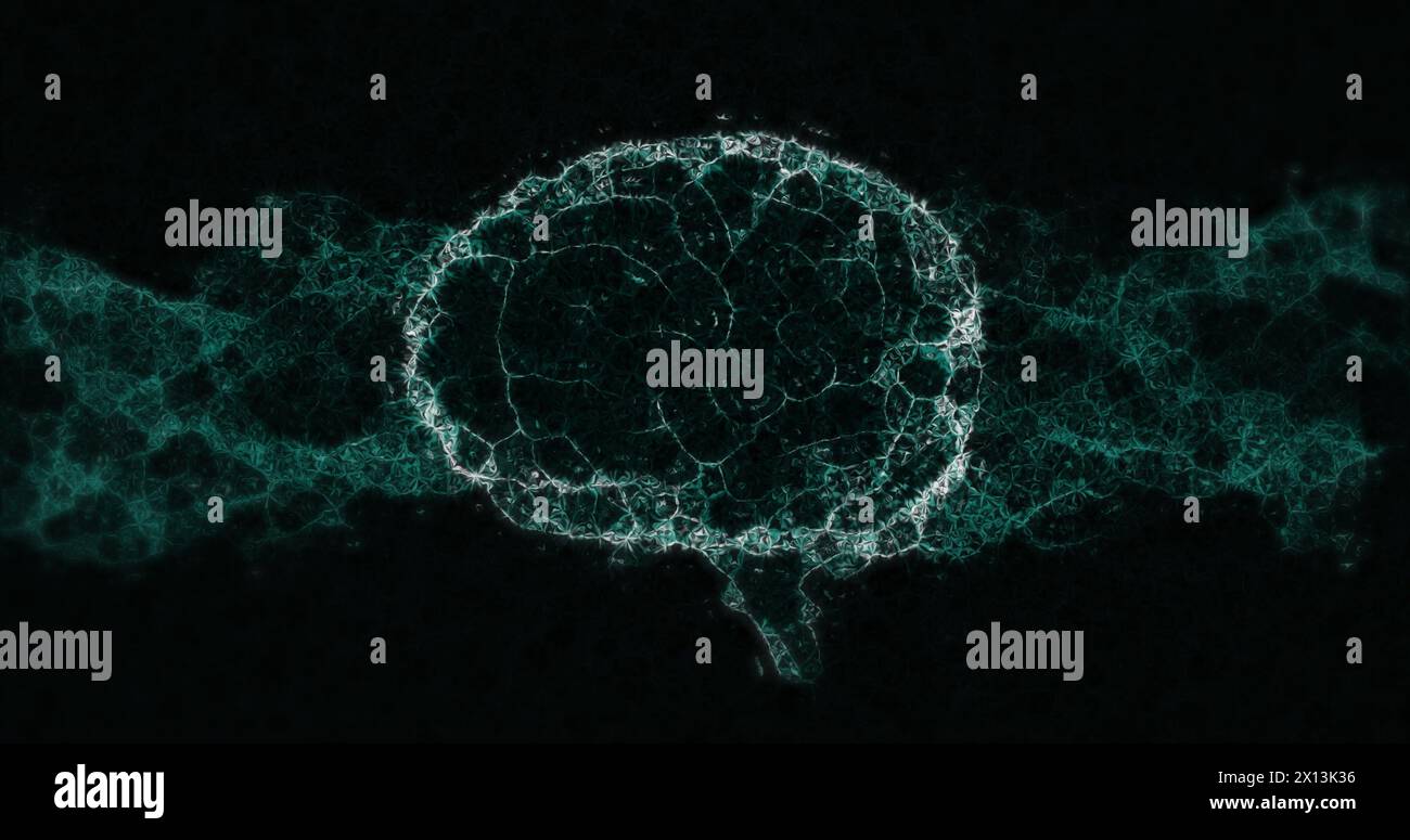 Image of digital model of human brain on black background stock photo