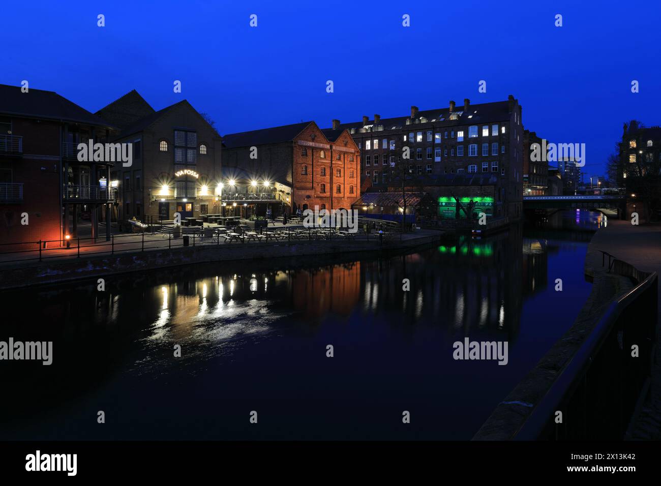 The Nottingham and Beeston Canal, Castle Wharf, Waterfront area of Nottingham city, Nottinghamshire, England, UK Stock Photo