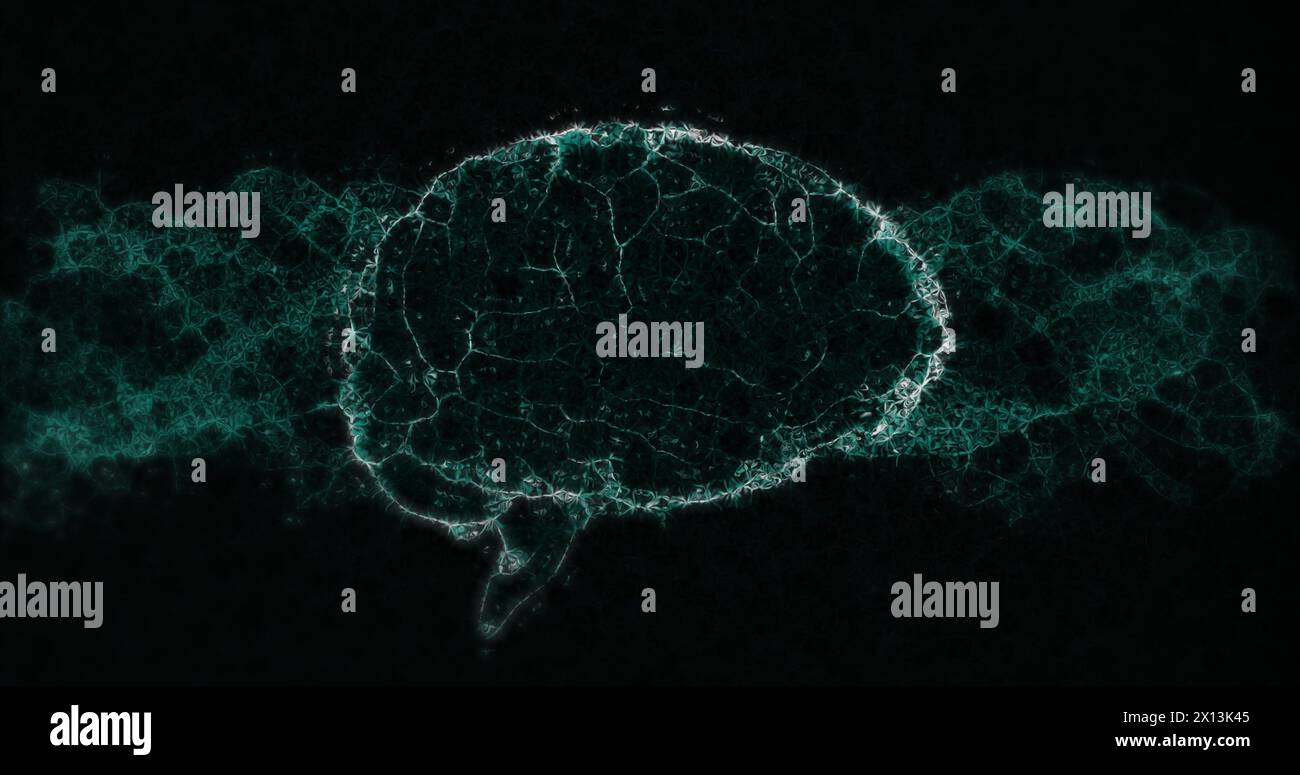 Image of digital model of human brain on black background Stock Photo ...