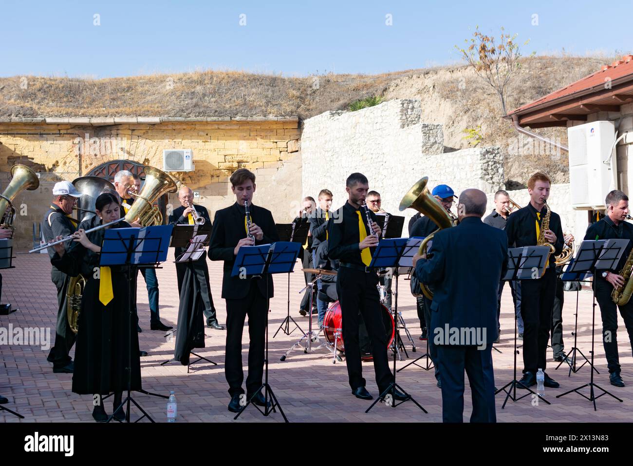 Bender, Tiraspol - October, 2023: Tiraspol's symphony orchestra plays in Bender Fortress at the holiday of wine Stock Photo