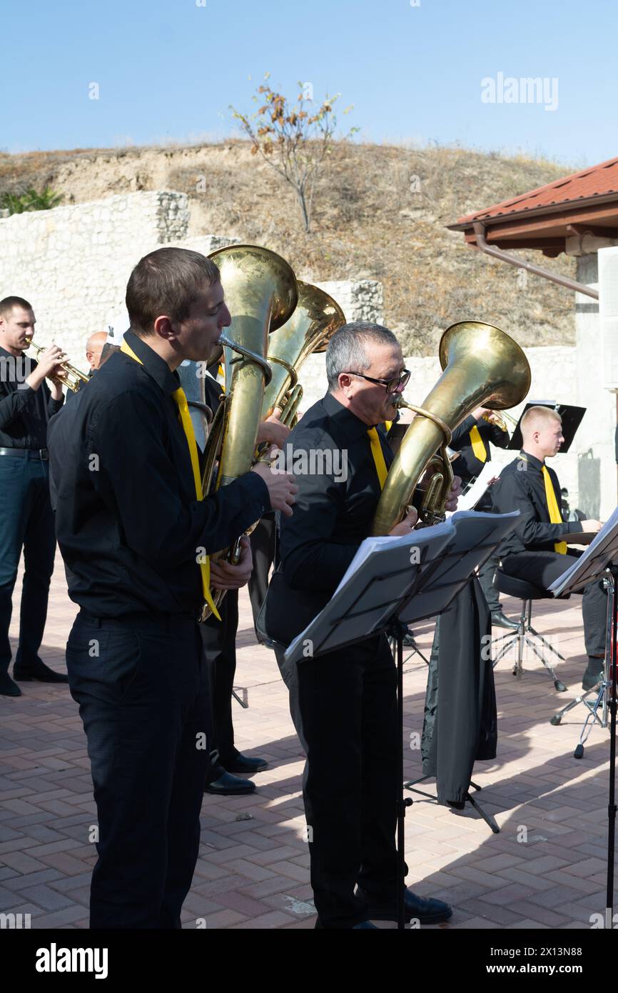 Bender, Tiraspol - October, 2023: Tiraspol's symphony orchestra plays in Bender Fortress at the holiday of wine Stock Photo