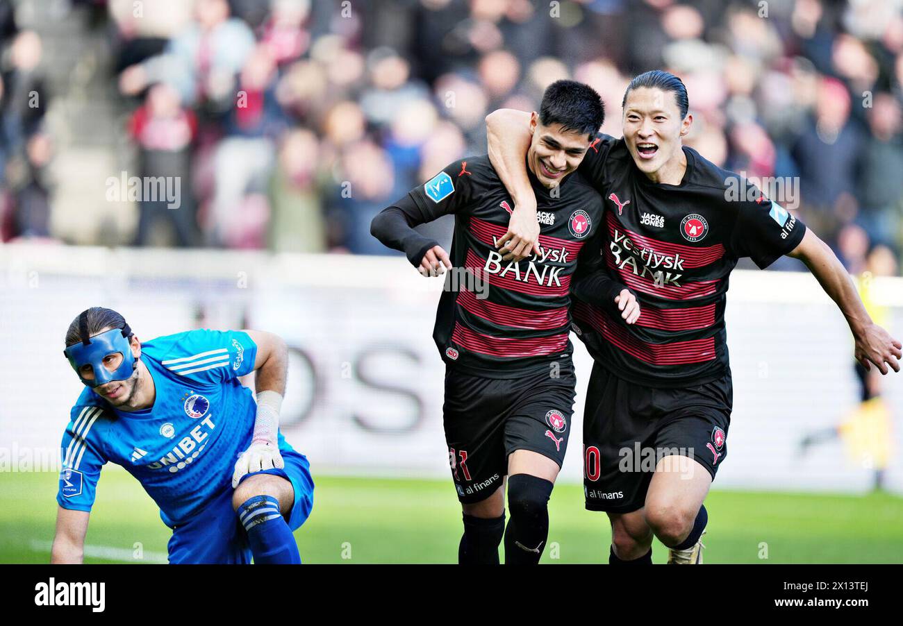 14th April 2024, Herning, Denmark. FC Midtjylland's Dario Esteban
