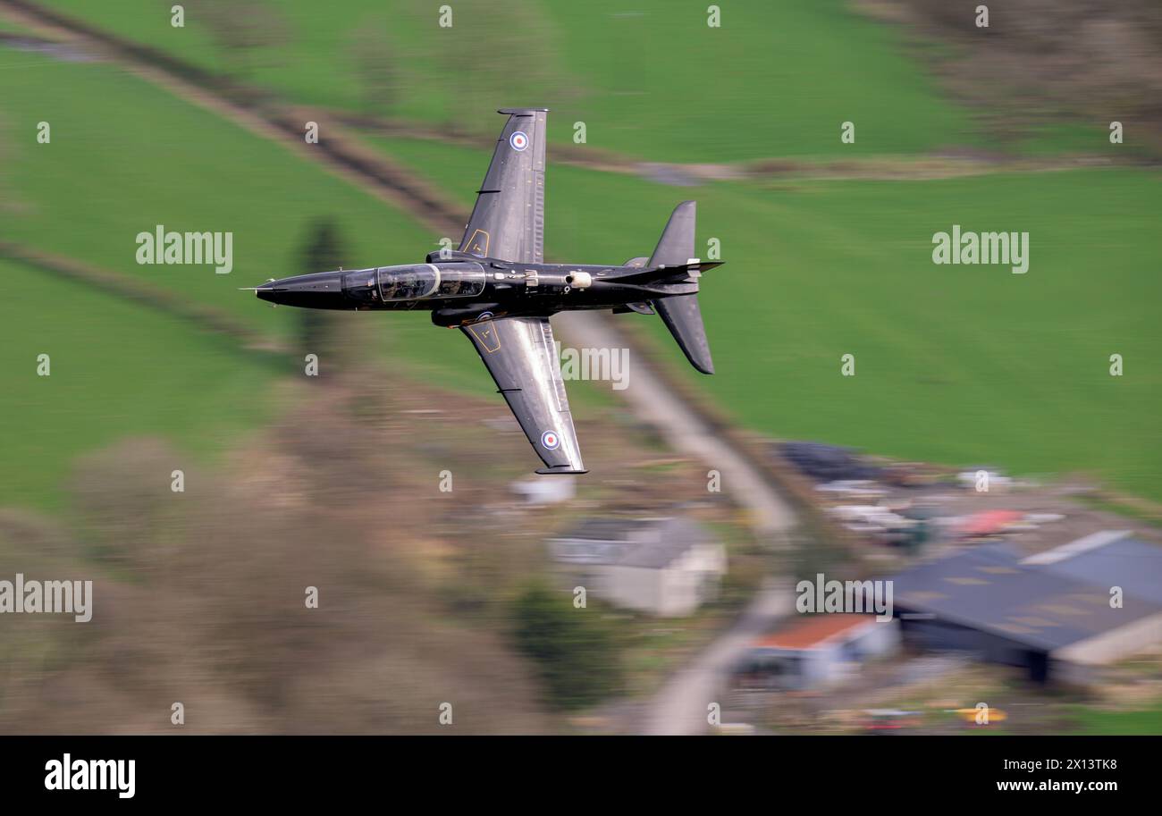 Royal Air Force Hawk T2 aircraft ZK024, on a low level flying sortie in ...