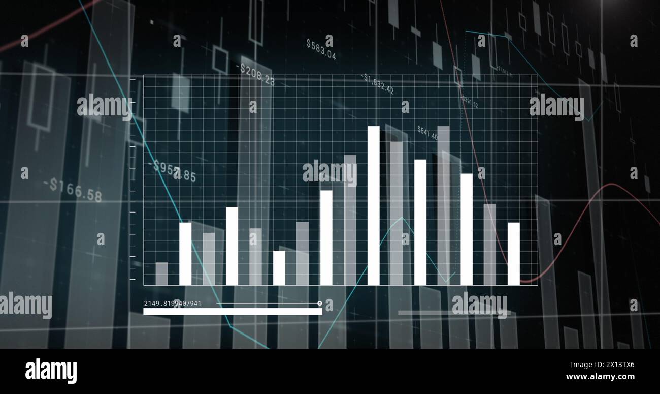 Animation world map data analytics - Image Of Statistical Data Processing Over World Map Against Black Background 2X13TX6