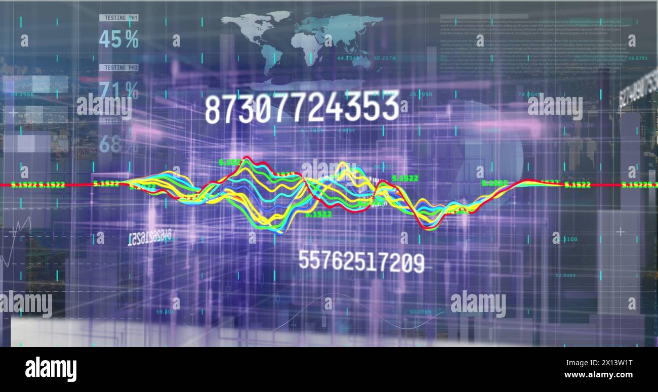 Graph turning up and down with blue blocks and changing numbers on a ...