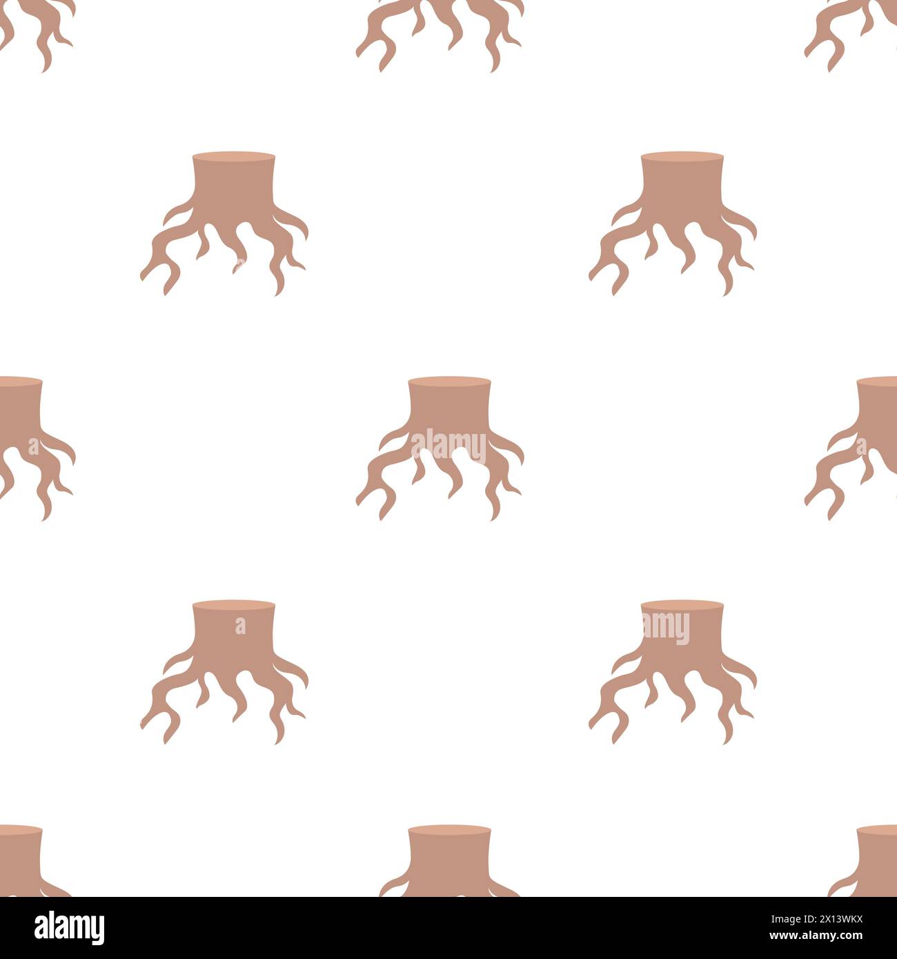 flat style tree stump seamless pattern Stock Vector
