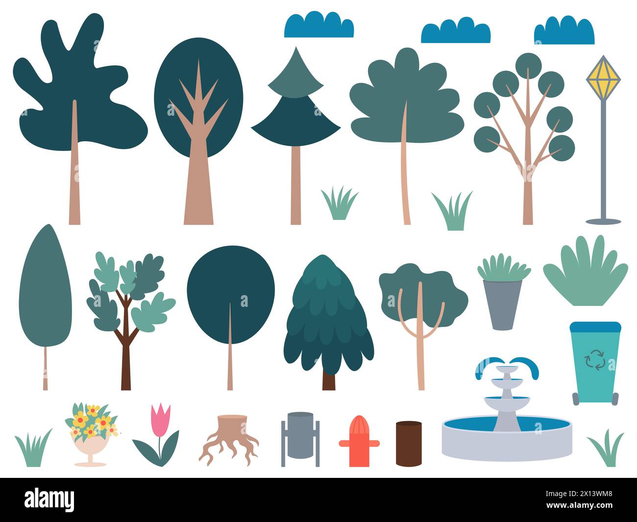 set of trees and plants Stock Vector