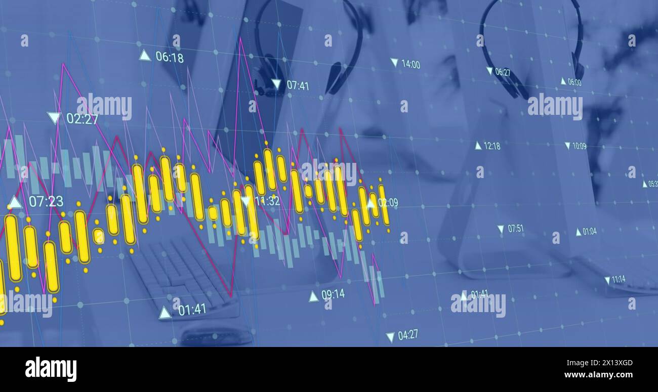 Image of financial data processing over computers Stock Photo