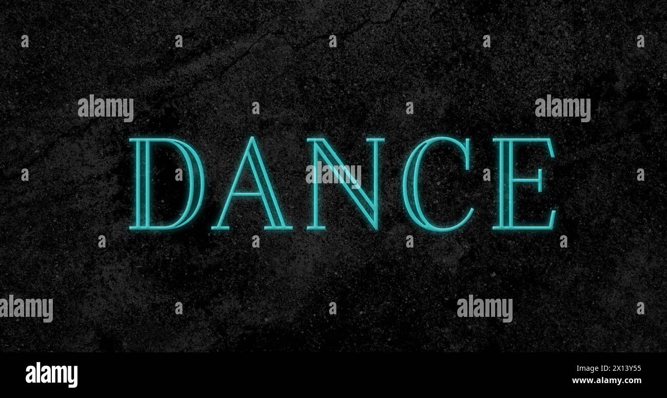 Digitally animated of dance text sparking in blue against black background 4k Stock Photo