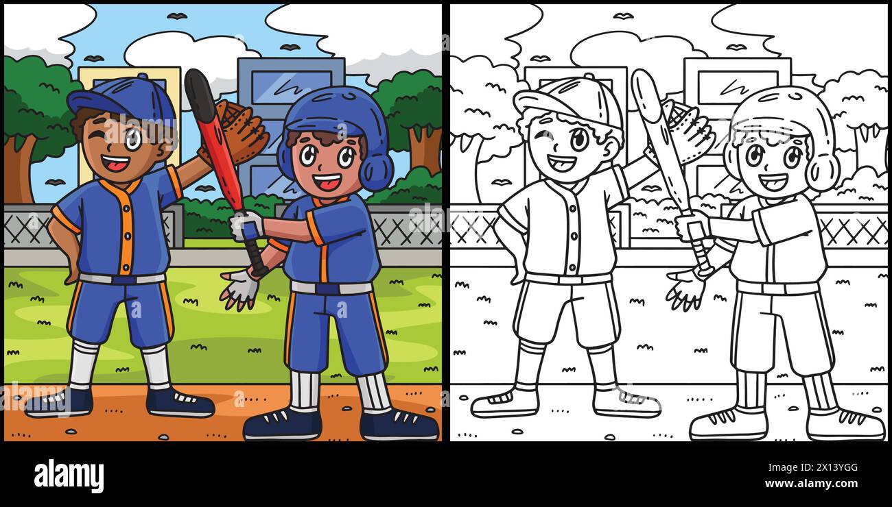 Baseball Teammate Coloring Page Illustration Stock Vector