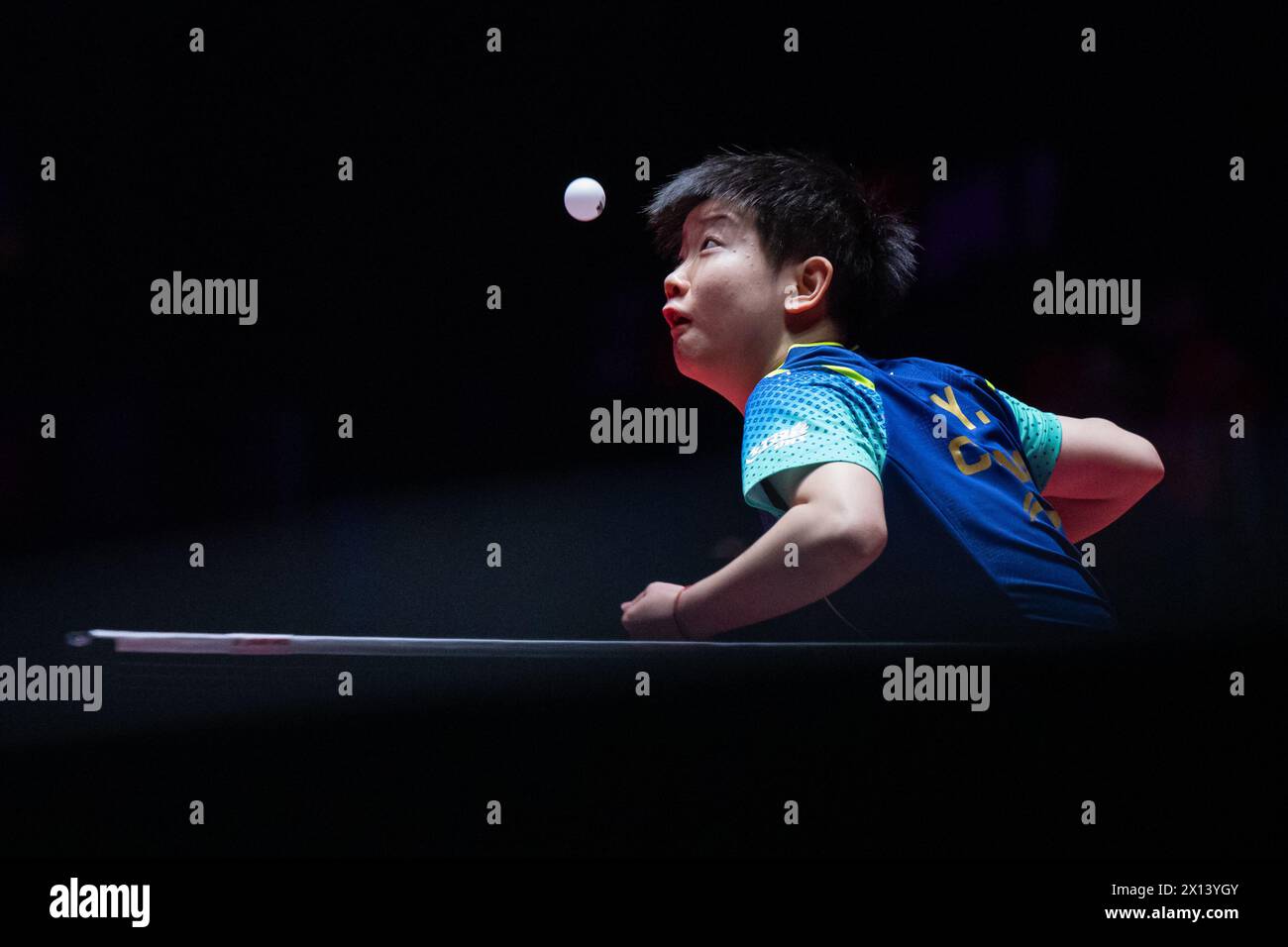 Macao, China. 15th Apr, 2024. Sun Yingsha of China serves during the