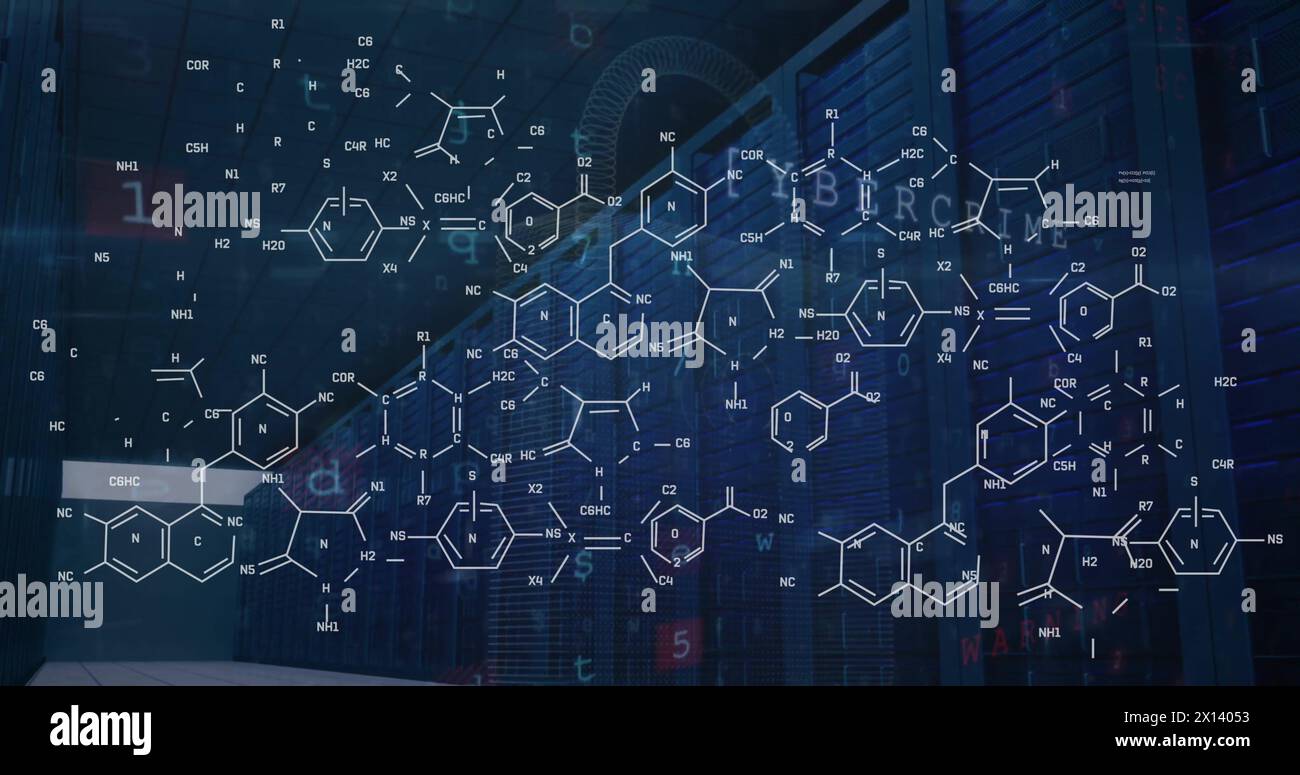 Image of scientific data processing over computer servers Stock Photo