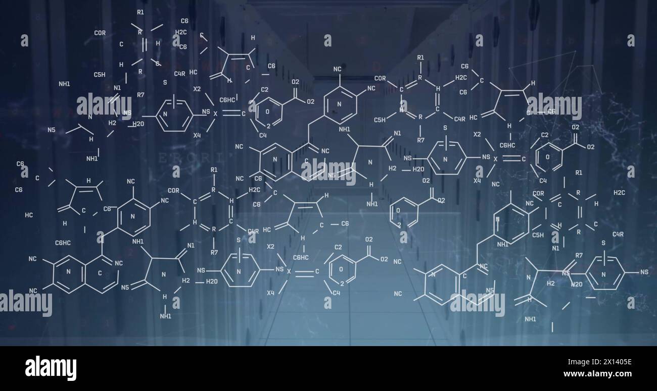 Image of scientific data processing over computer servers Stock Photo