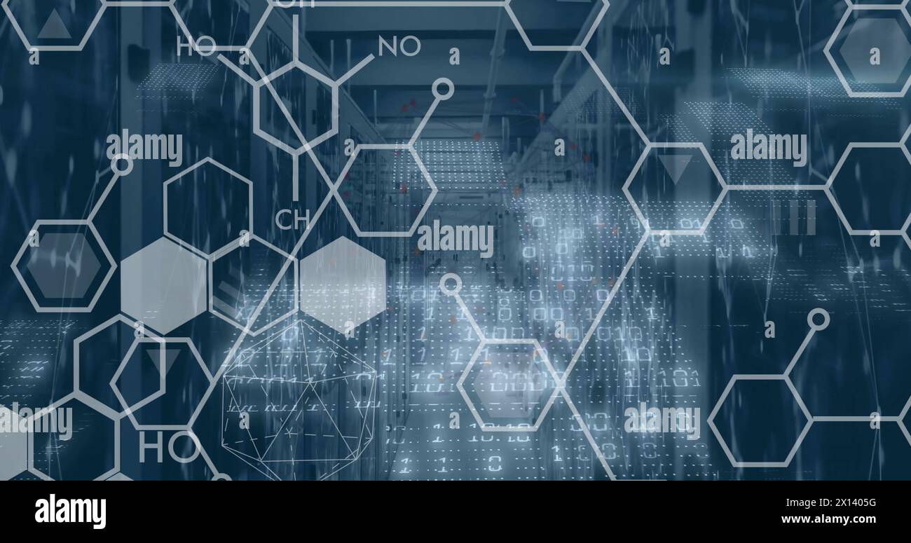 Image of scientific data processing over computer servers Stock Photo