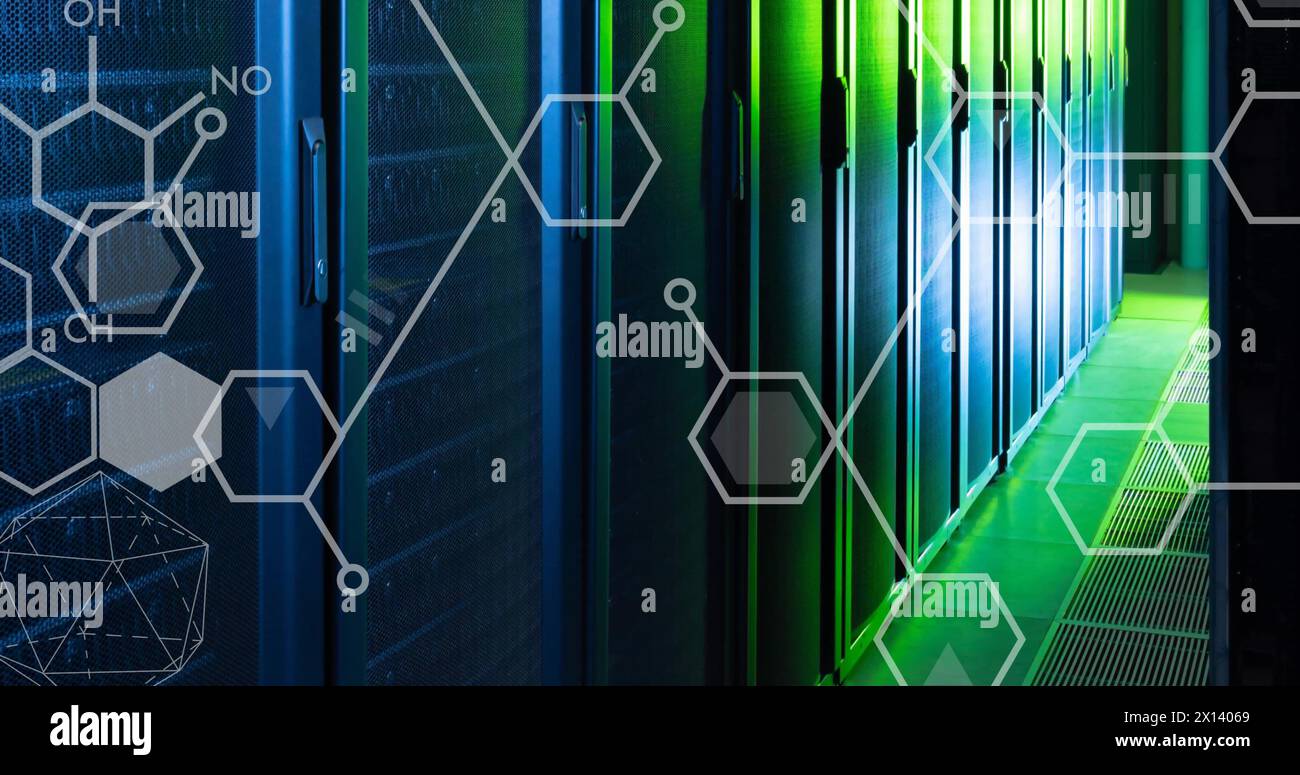 Image of scientific data processing over computer servers Stock Photo