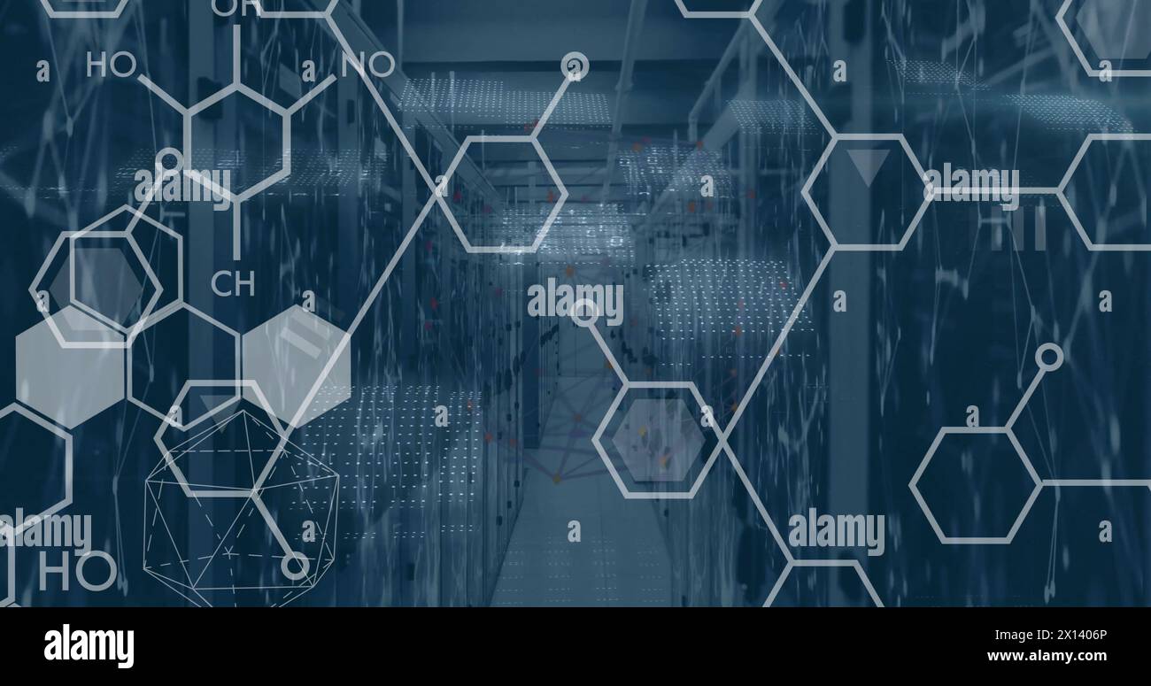Image of scientific data processing over computer servers Stock Photo