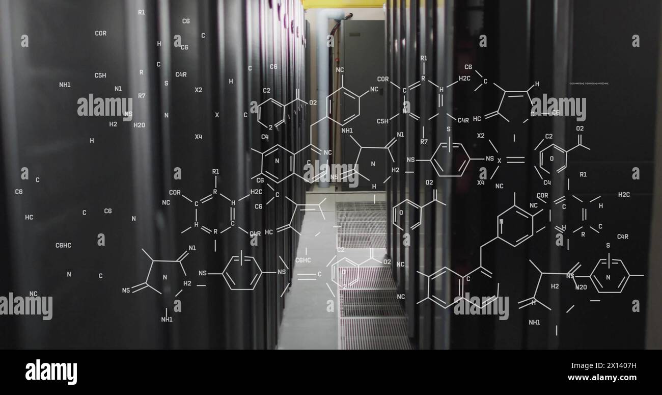 Image of scientific data processing over computer servers Stock Photo