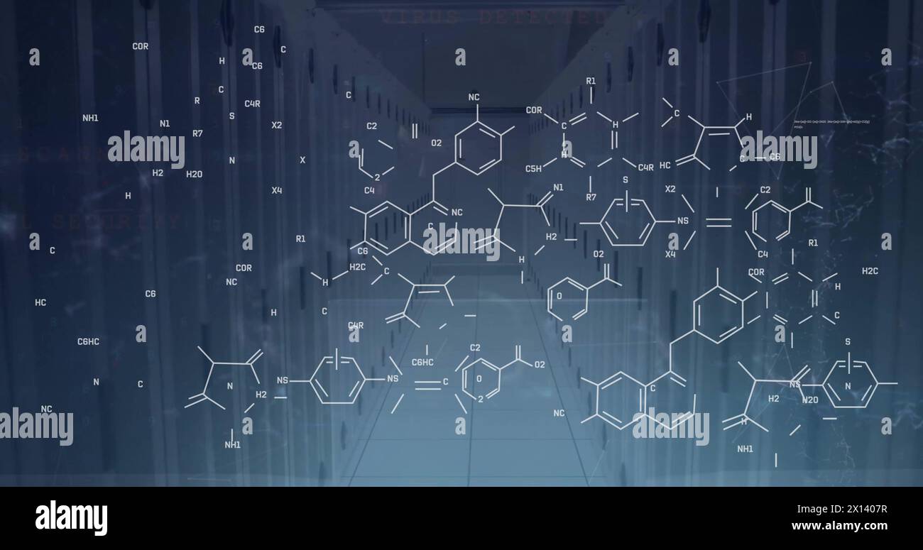 Image of scientific data processing over computer servers Stock Photo