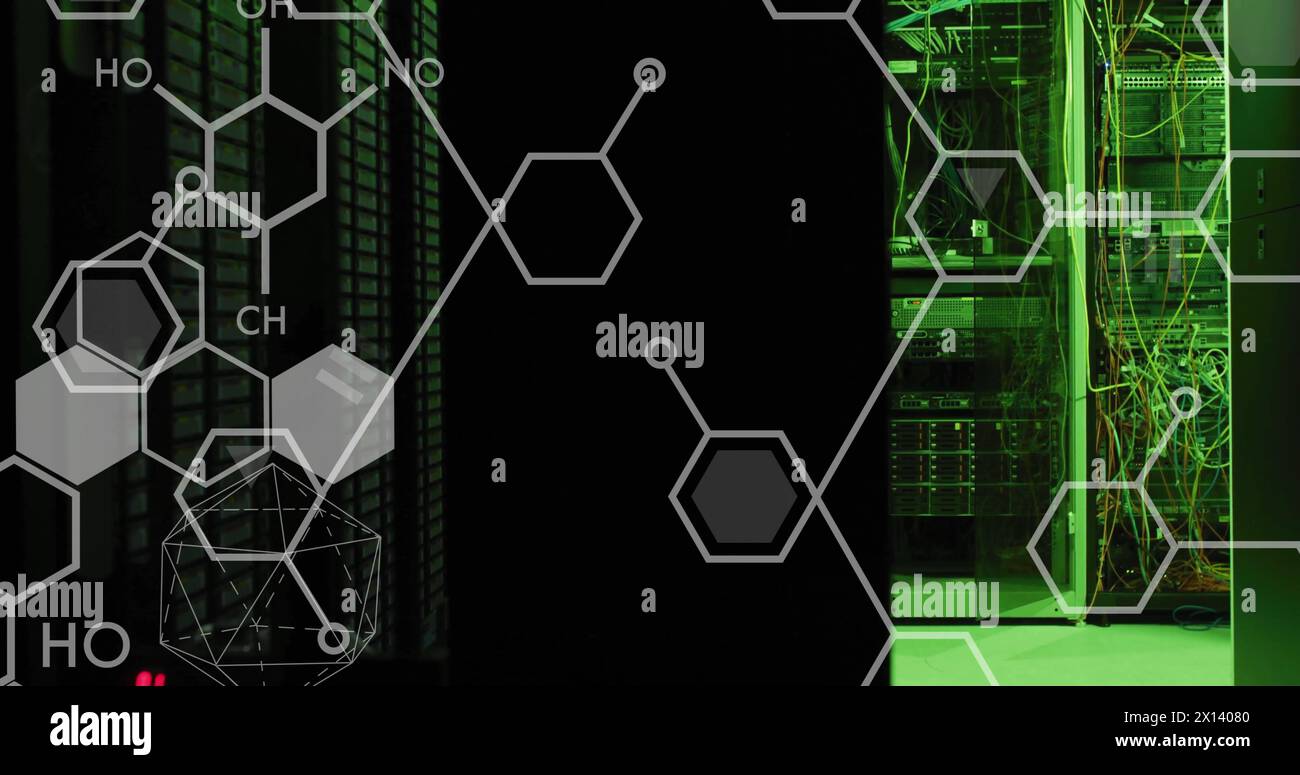 Image of scientific data processing over computer servers Stock Photo