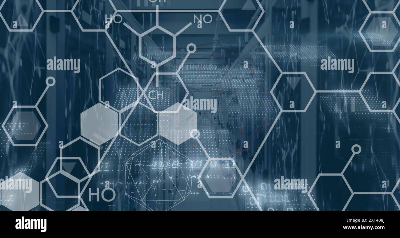 Image of scientific data processing over computer servers Stock Photo