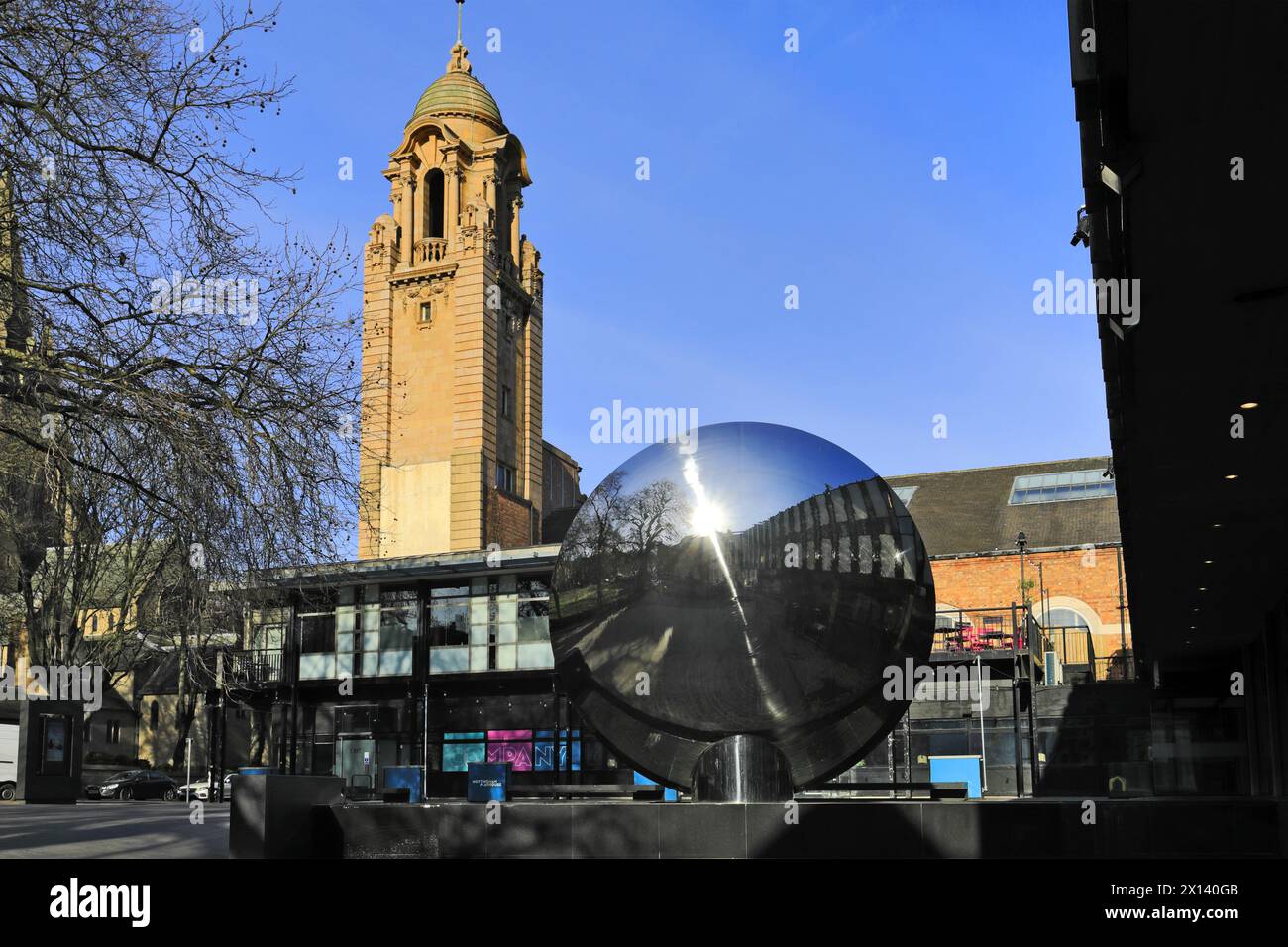 The Sky mirror outside The Nottingham Playhouse Theatre, Nottingham city centre, Nottinghamshire, England Stock Photo