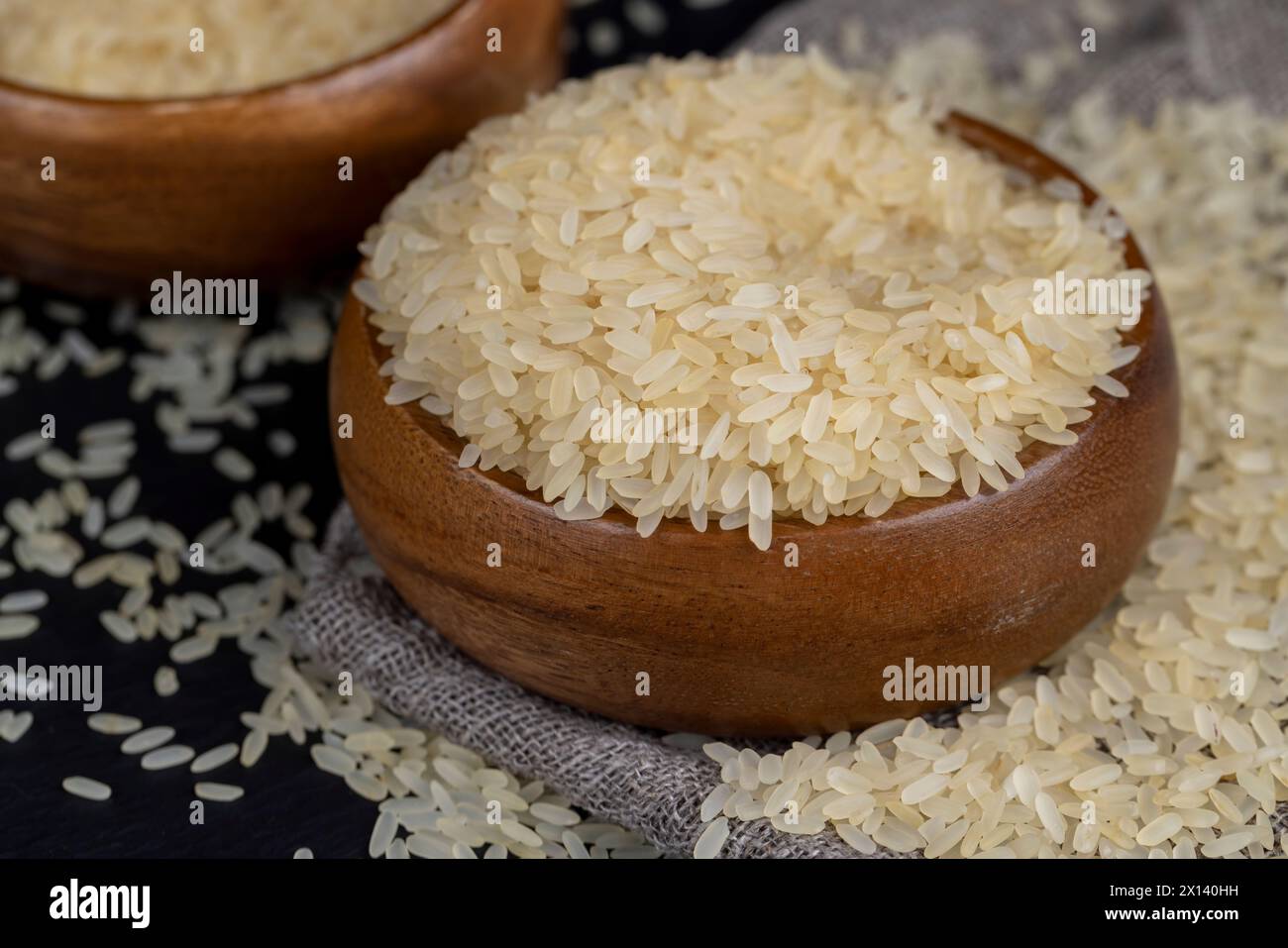 Uncooked Colored Rice a pile of polished yellow rice, fresh uncooked rice in close-up Stock ...