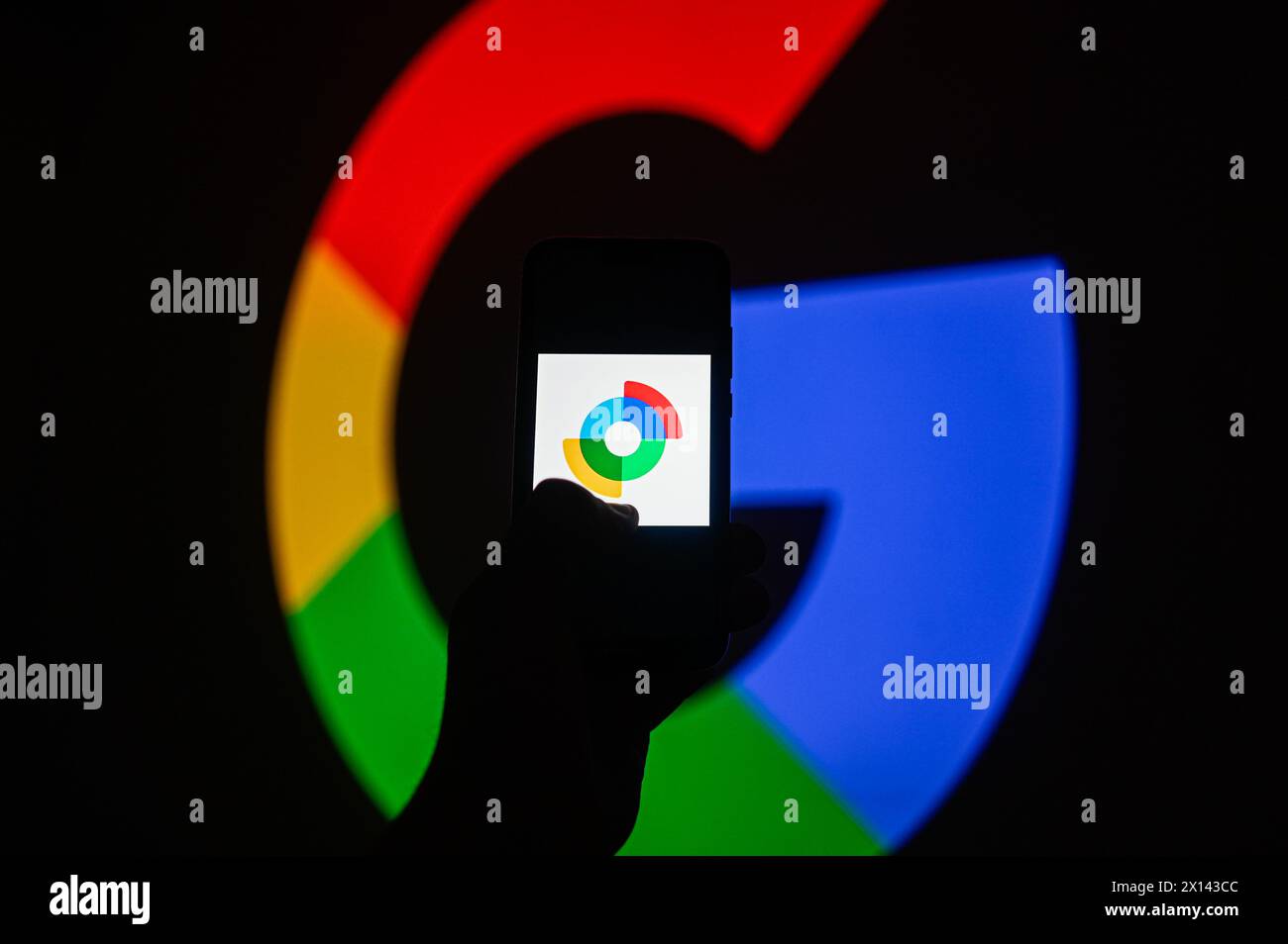 Poland. 15th Apr, 2024. In this photo illustration, a Find My Device for Android logo is displayed on a smartphone with Google on the background. Credit: SOPA Images Limited/Alamy Live News Stock Photo