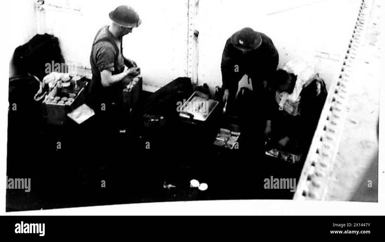 Open Rations British Army LARGE SCALE EXERCISE - Troops preparing the rations aboard an L.C.T ...
