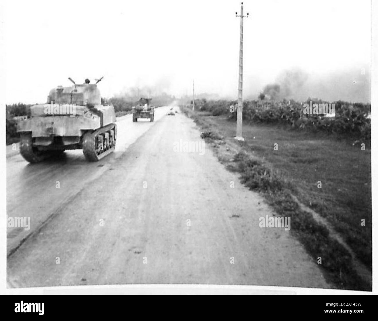 British Army tanks advancing into Soliman during the final phases of ...