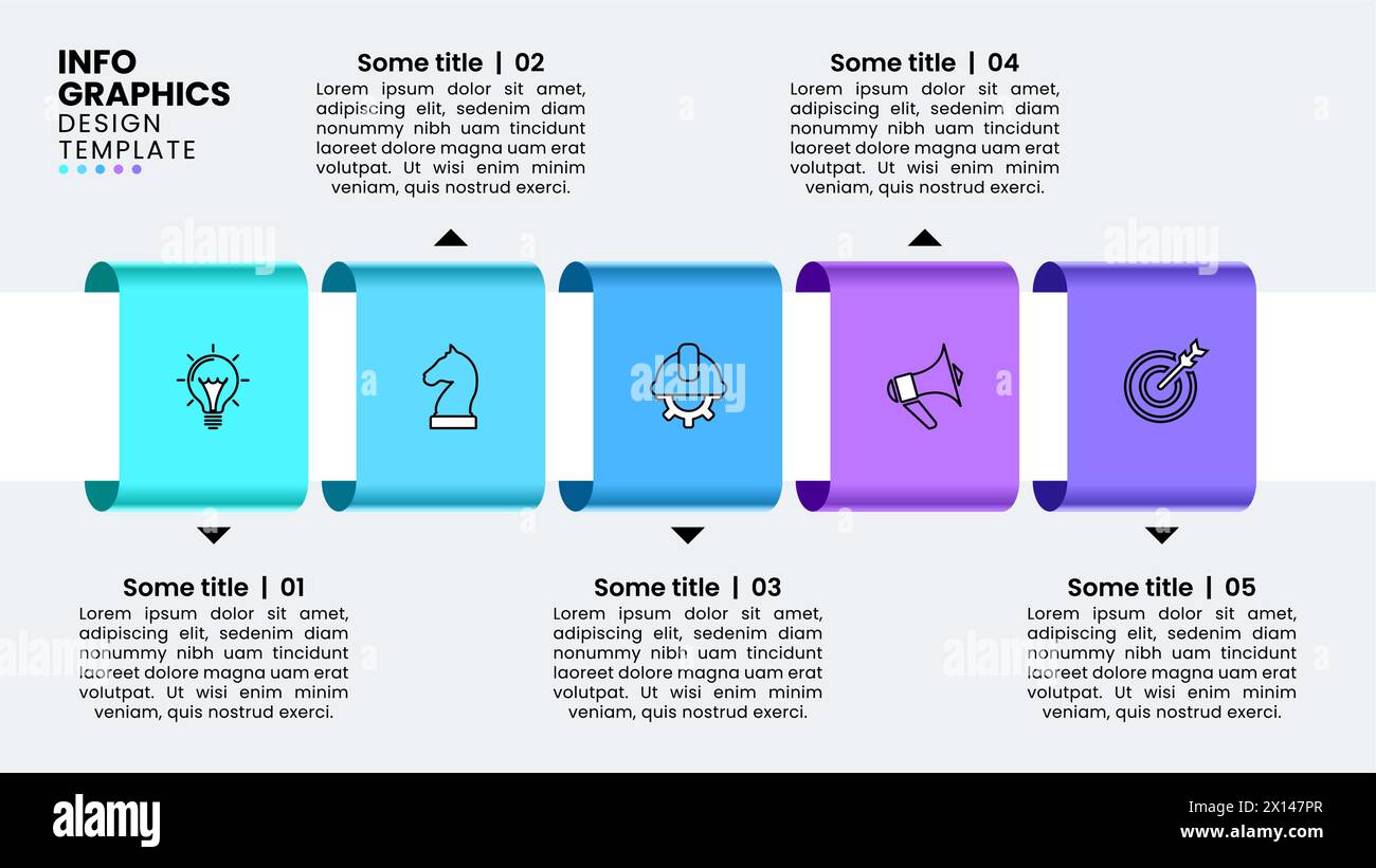 Infographic template with icons and 5 options or steps. Ribbons. Can be ...