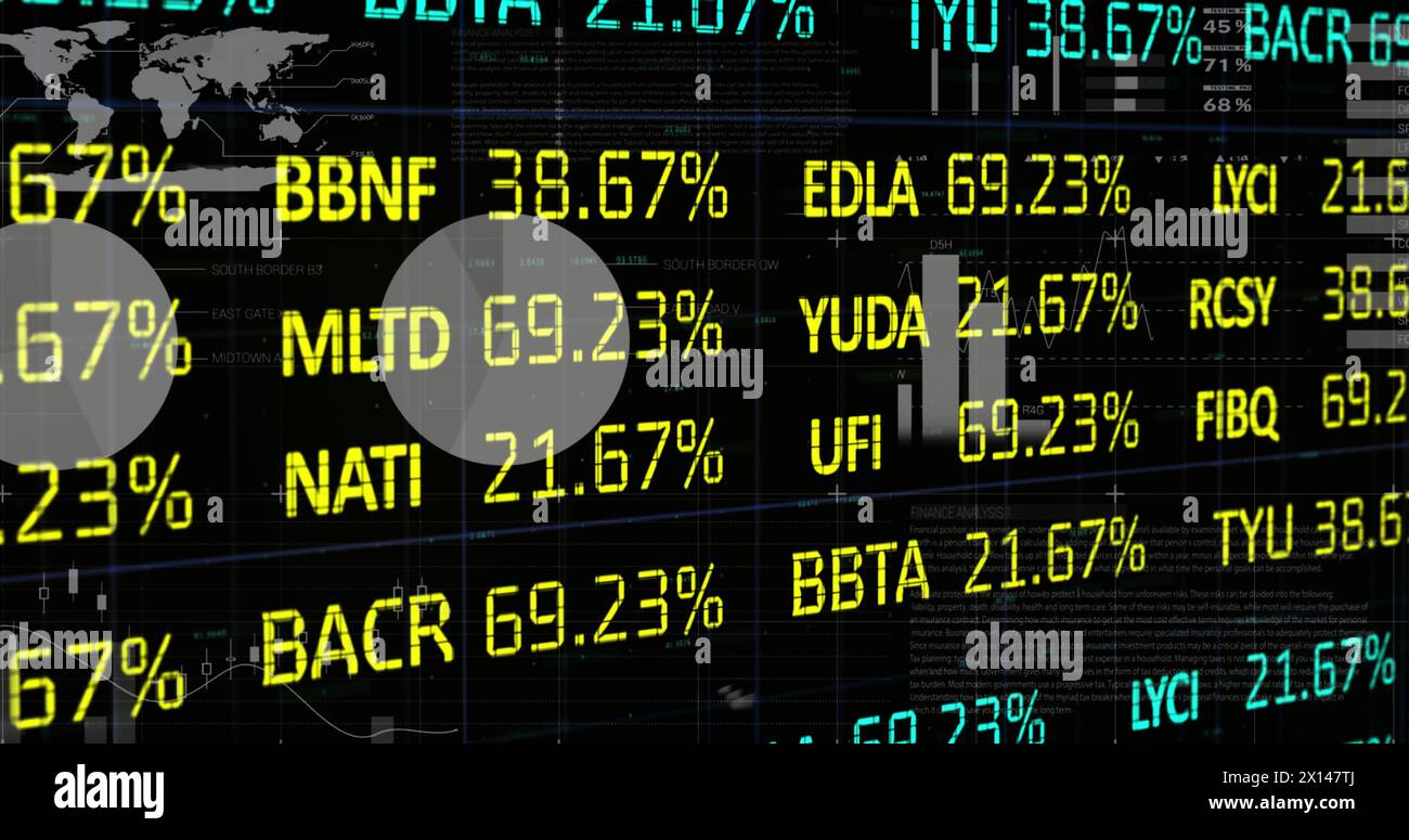 Image of stock market over data processing Stock Photo