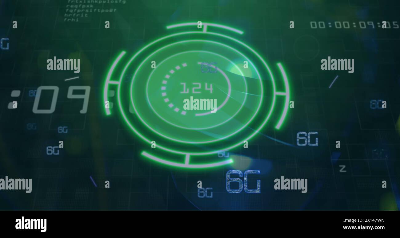 Image of scope and data processing over numbers Stock Photo
