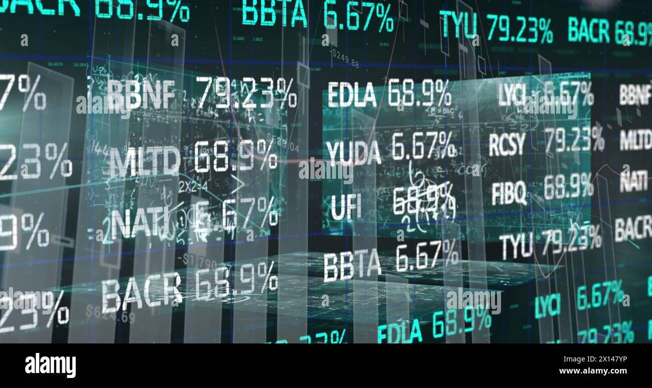 Image of digital screens over data processing Stock Photo