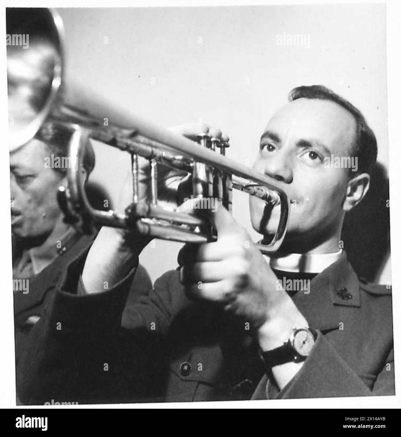 OFFICER MUSICIANS - Major the Rev. P.W. Cato with his trumpet British