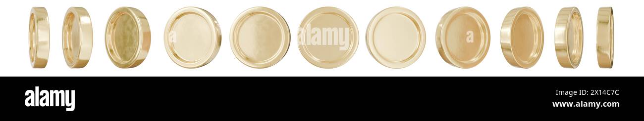 Golden money set. Set of rotating gold coins. 3d dollar coins Stock ...