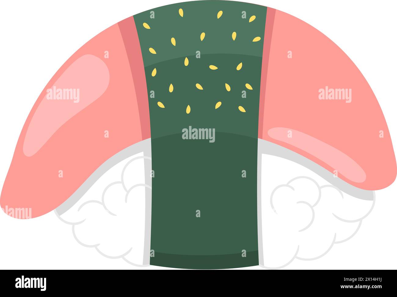 illustration of Japanese food icon, sushi rice balls with salmon and ...