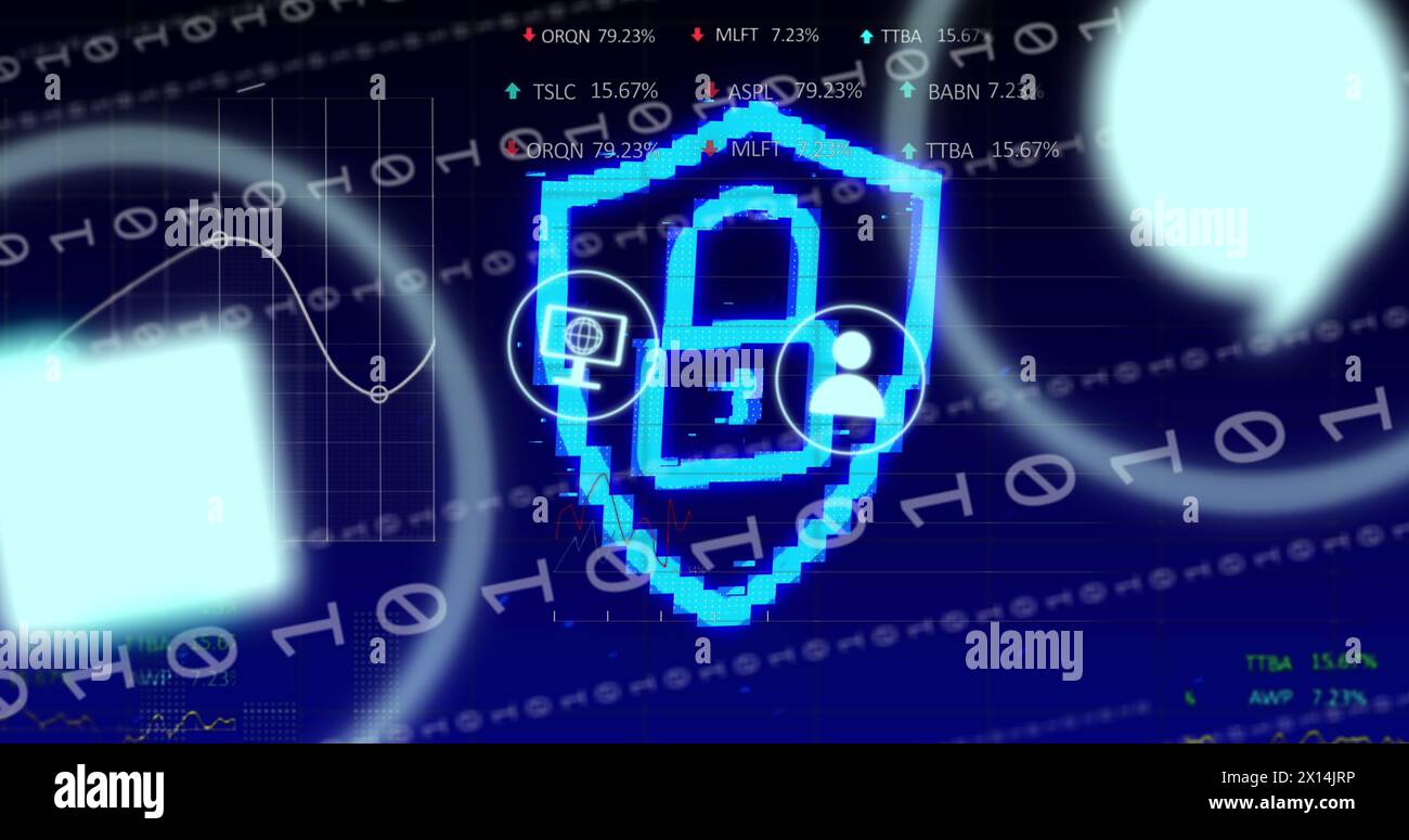 Image of data processing over media and padlock icons Stock Photo - Alamy